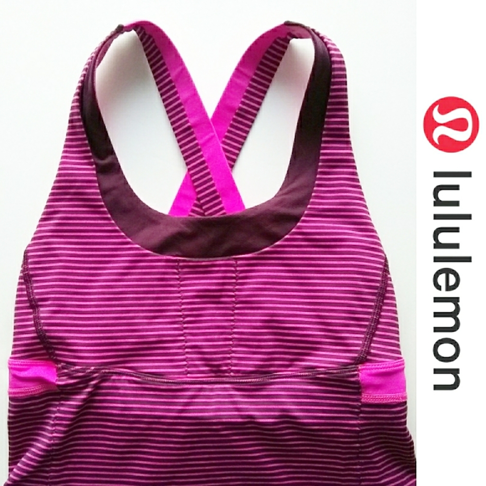 🍋LULULEMON Womens Striped Gym Athletic Tank Top S